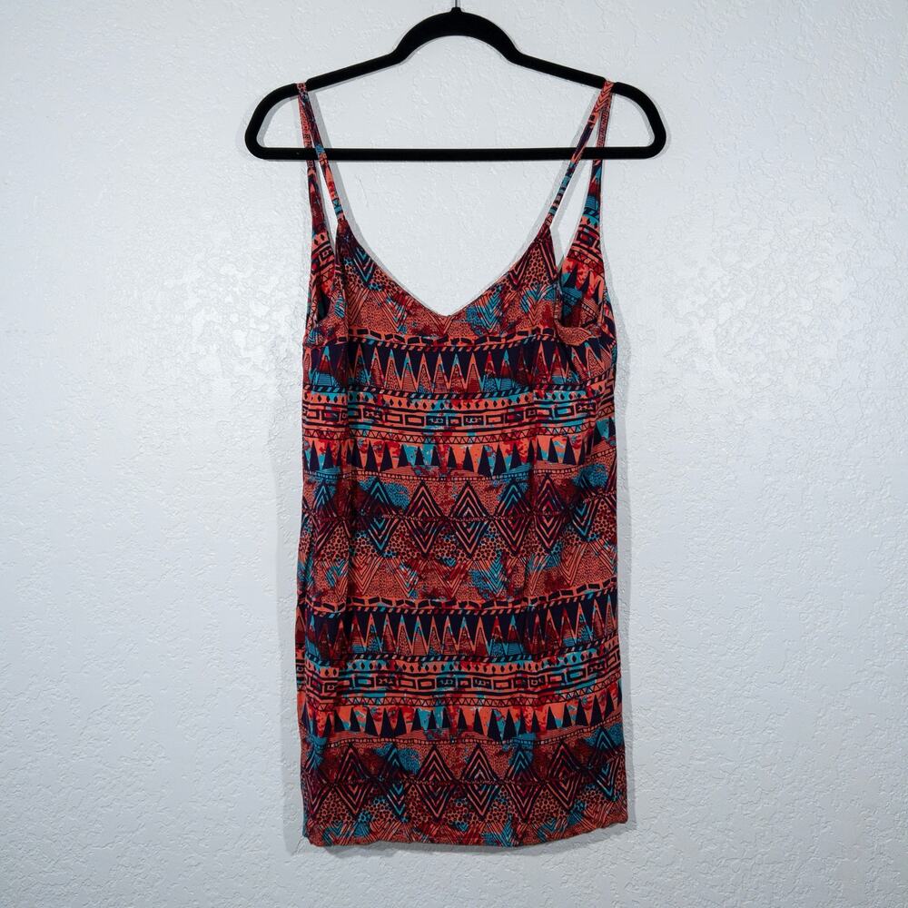 Hurley Red Geometric Jolene Loose Fit Tank Cami Dress Size XS‎